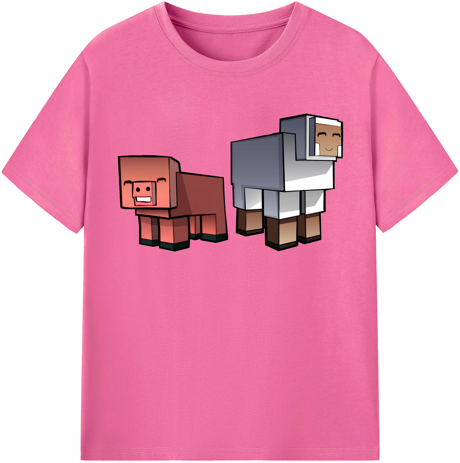 （画像用） マインクラフト ブロックの世界 Minecraft MC Block world レディースカジュアルプリントTシャツ（綿100％）